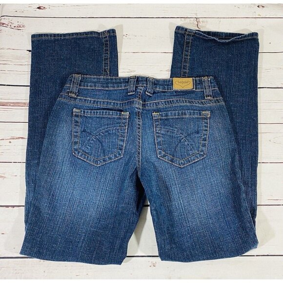 Behold Amber Jeans Juniors Size 7 Low Rise Blue Bootcut Teen Denim Pants - Picture 4 of 8